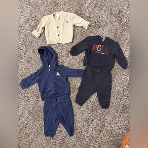 Ralph Lauren Polo Navy Baby Sweatshirt & Pants Sets and Cream Sweater